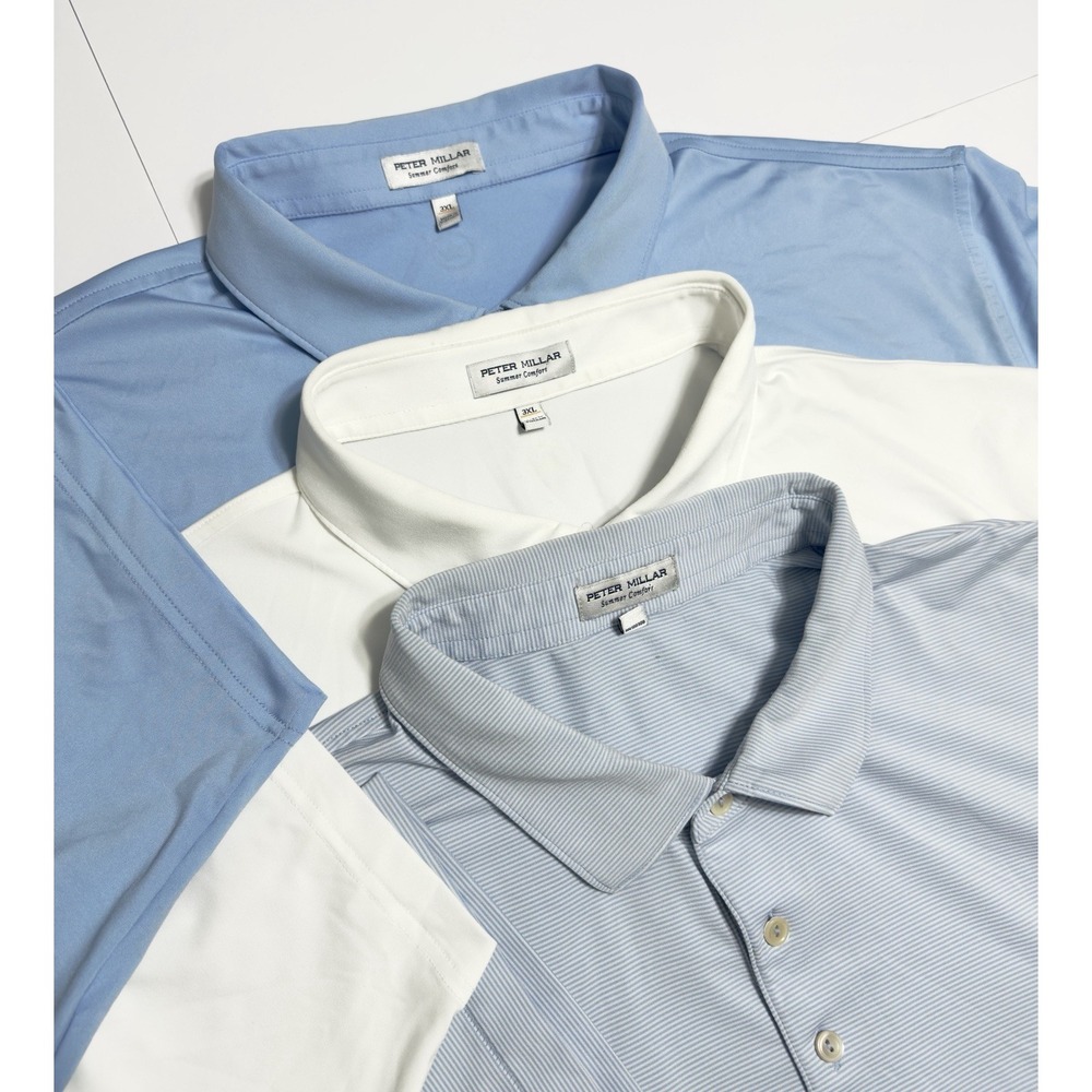 Lot of 3 Peter Millar Men Summer Comfort Polo Shirt Performance Golf 3XL Stretch
